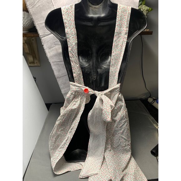 Handmade Floral Apron with Cross-Back Straps & Front Pockets 26"x24" - Picture 3 of 7